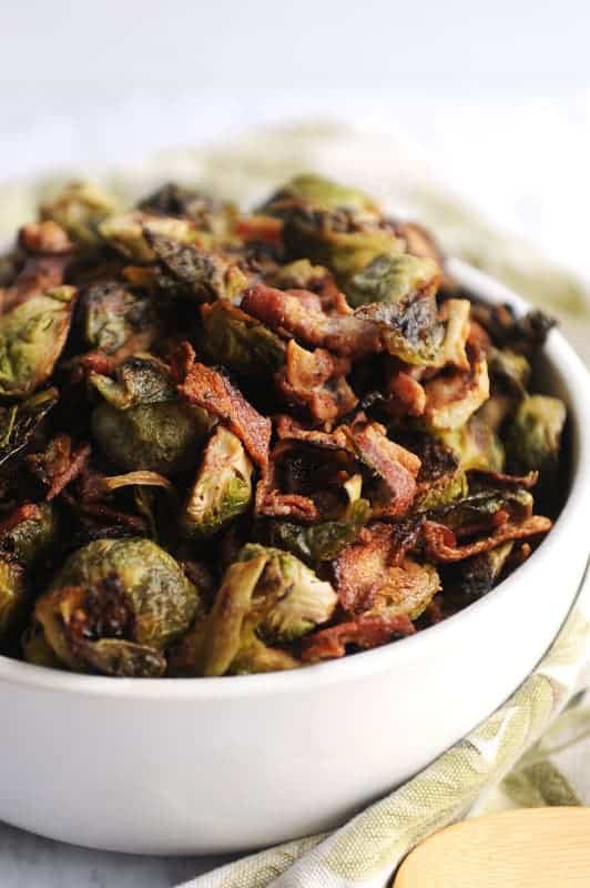 brussel sprouts with bacon is a delicious low carb keto friendly thanksgiving side