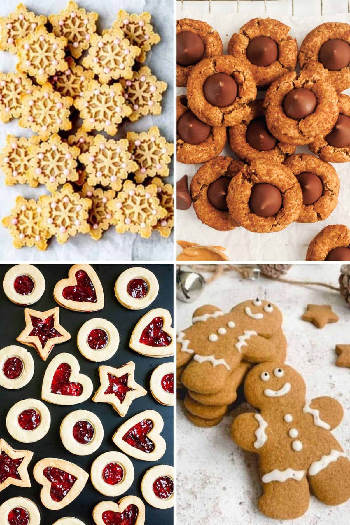 collage of gluten free Christmas cookies.