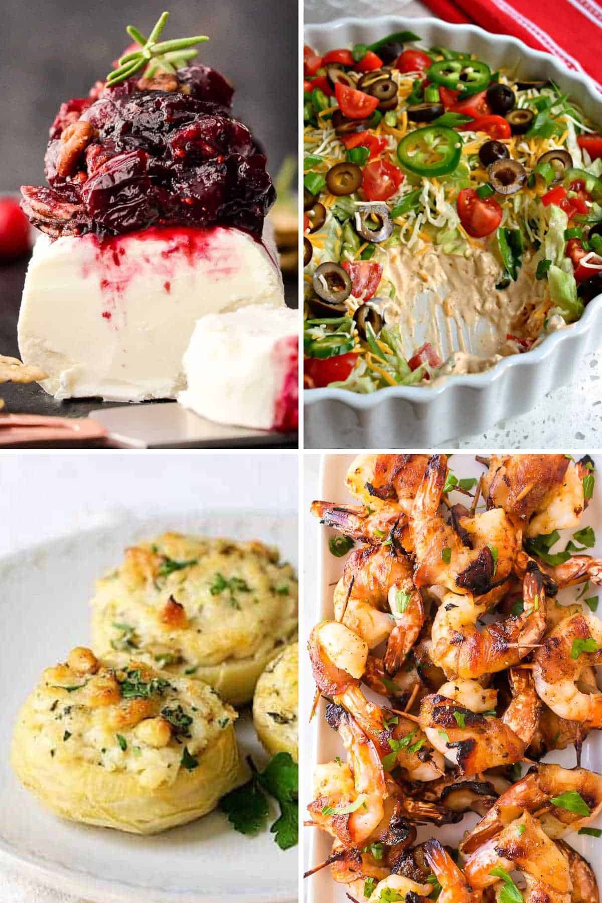 collage of low carb appetizer recipes photos.