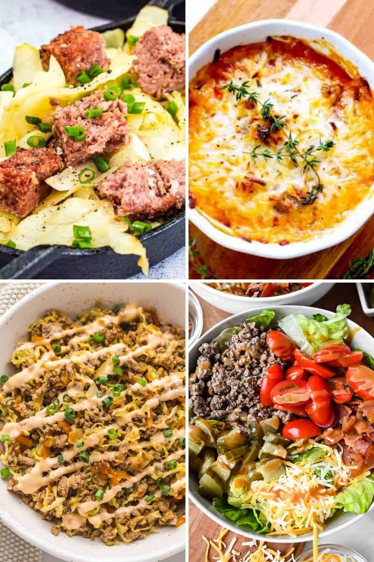 photo collage of cheap keto meals.