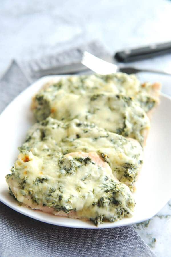 low carb dinners like spinach chicken dip are great for quick keto dinners for weeknights that kids will eat