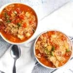 italian quinoa chicken soup is a gluten free instant pot soup recipe that is quick to make for a weeknight dinner