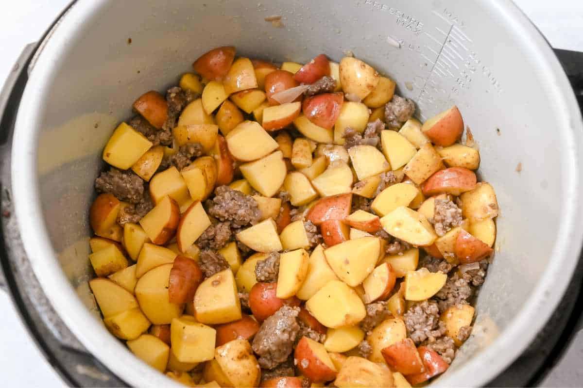 potatoes and sausage in an instant pot.