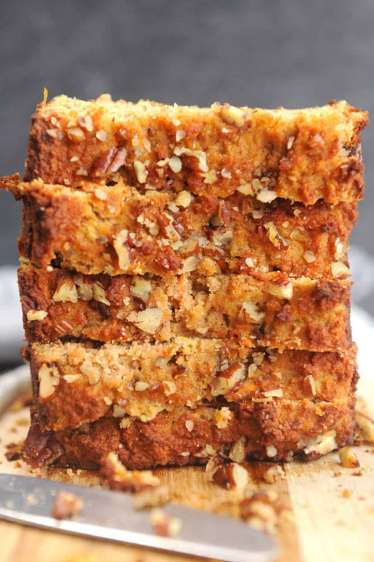 stack of carrot cake bread.