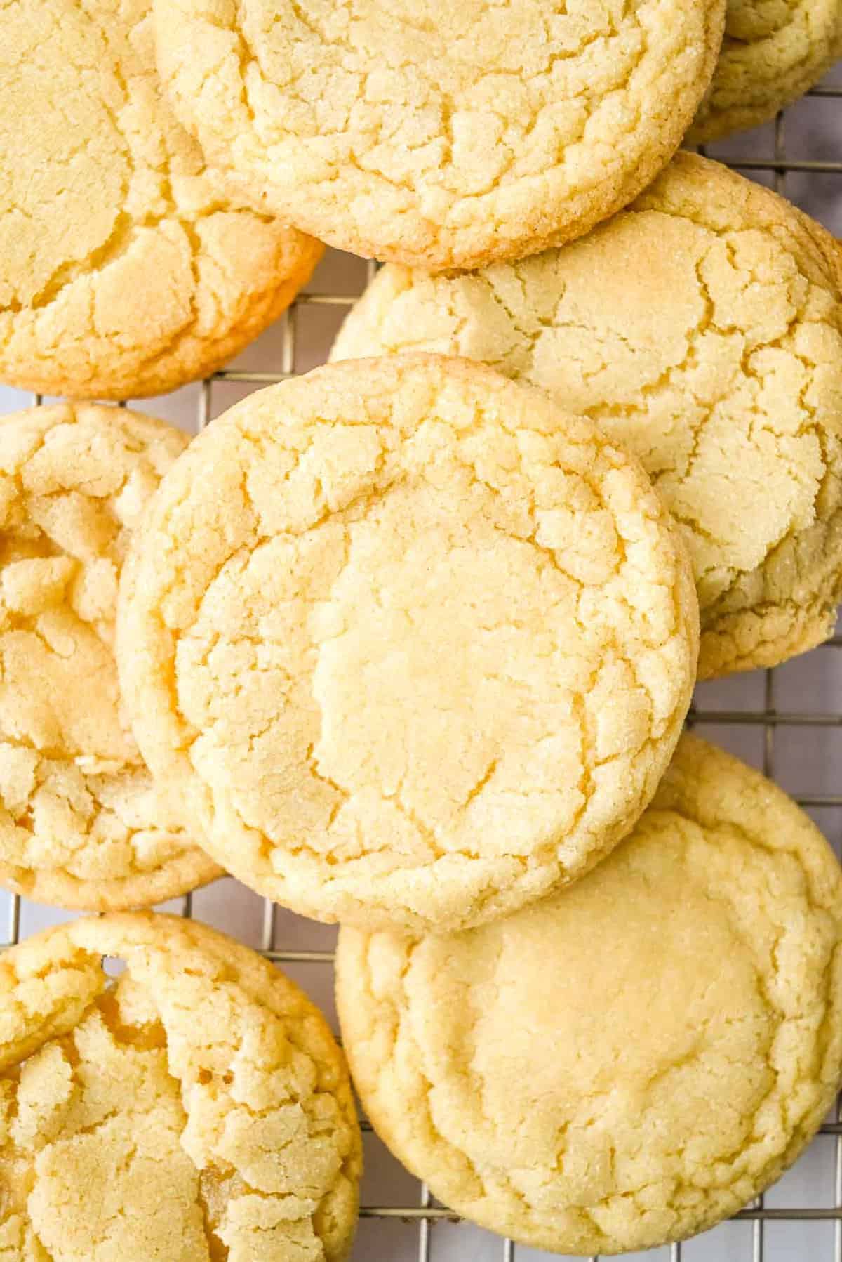 close up shot of dairy free sugar cookies.