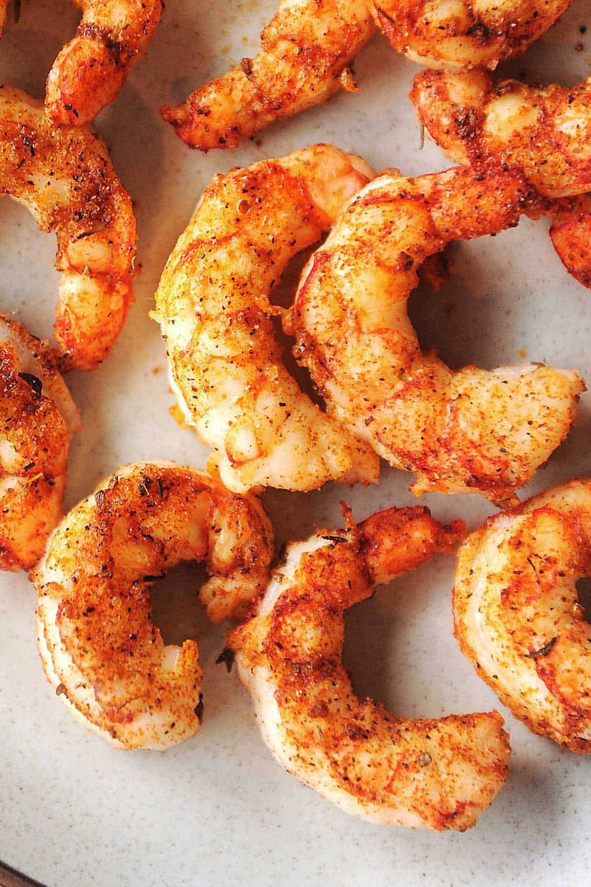 close up shot of argentine red shrimp on a plate.