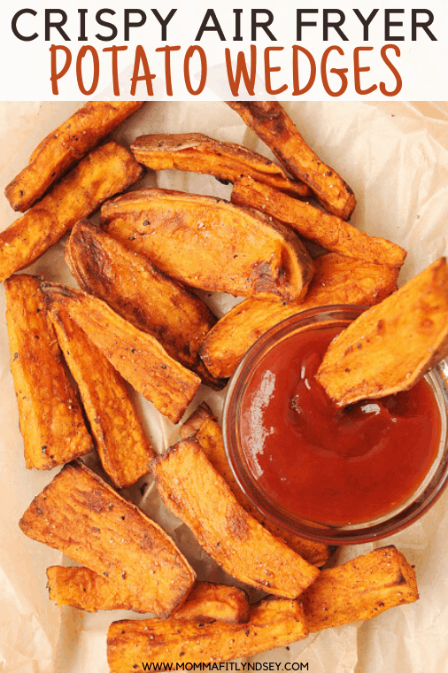 Super easy to make Air Fryer Potato Wedges are a delicious paleo side dish. These roasted potatoes in the air fryer are simple and crispy!