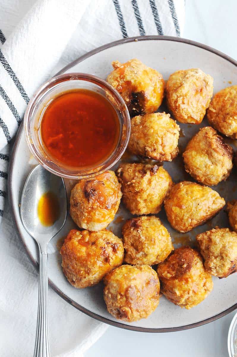 plate of instant pot buffalo chicken meatballs