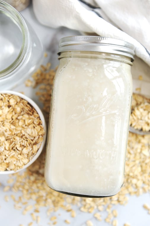 homemade oat milk recipe. how to make diy oat milk for a smoothie, latte, creamer, ice cream, or chia pudding