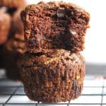 stack of healthy chocolate zucchini muffins
