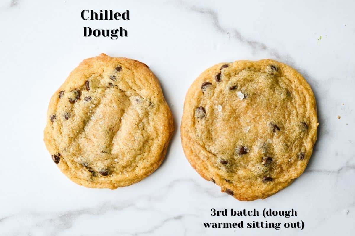 chilled dough versus not chilled dough comparison photo
