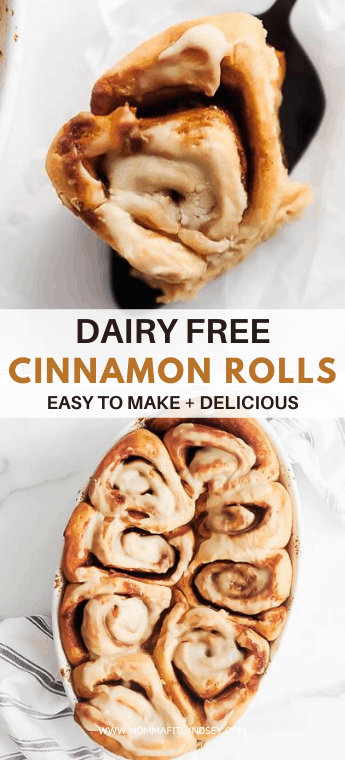 The best dairy free cinnamon roll recipe for gooey fluffy cinnamon rolls! Easy homemade cinnamon rolls that can be made gluten free with dairy free icing. GF option with delicious dairy free cinnamon roll frosting. These cinnamon rolls are perfect for Christmas morning and taste just like traditional homemade cinnamon rolls!