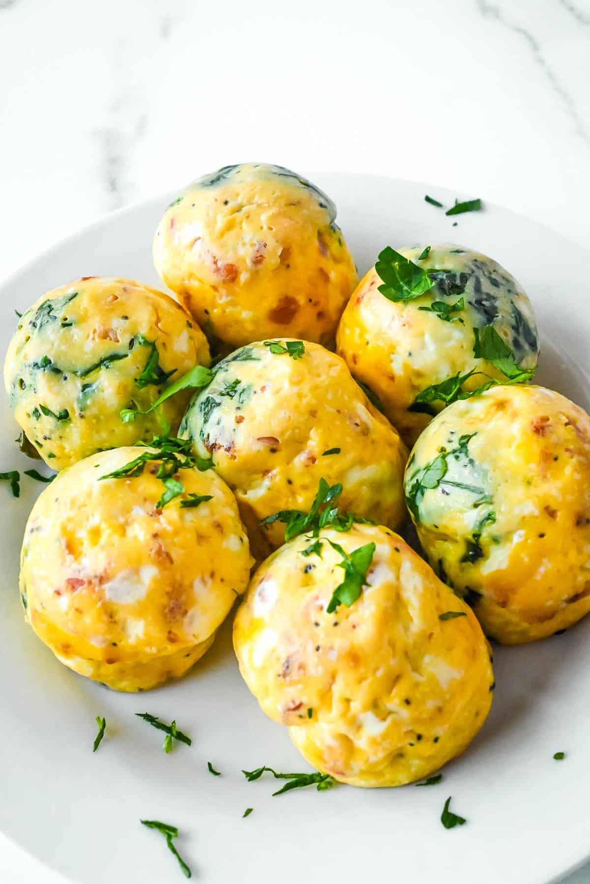 plate of egg bites with parsley