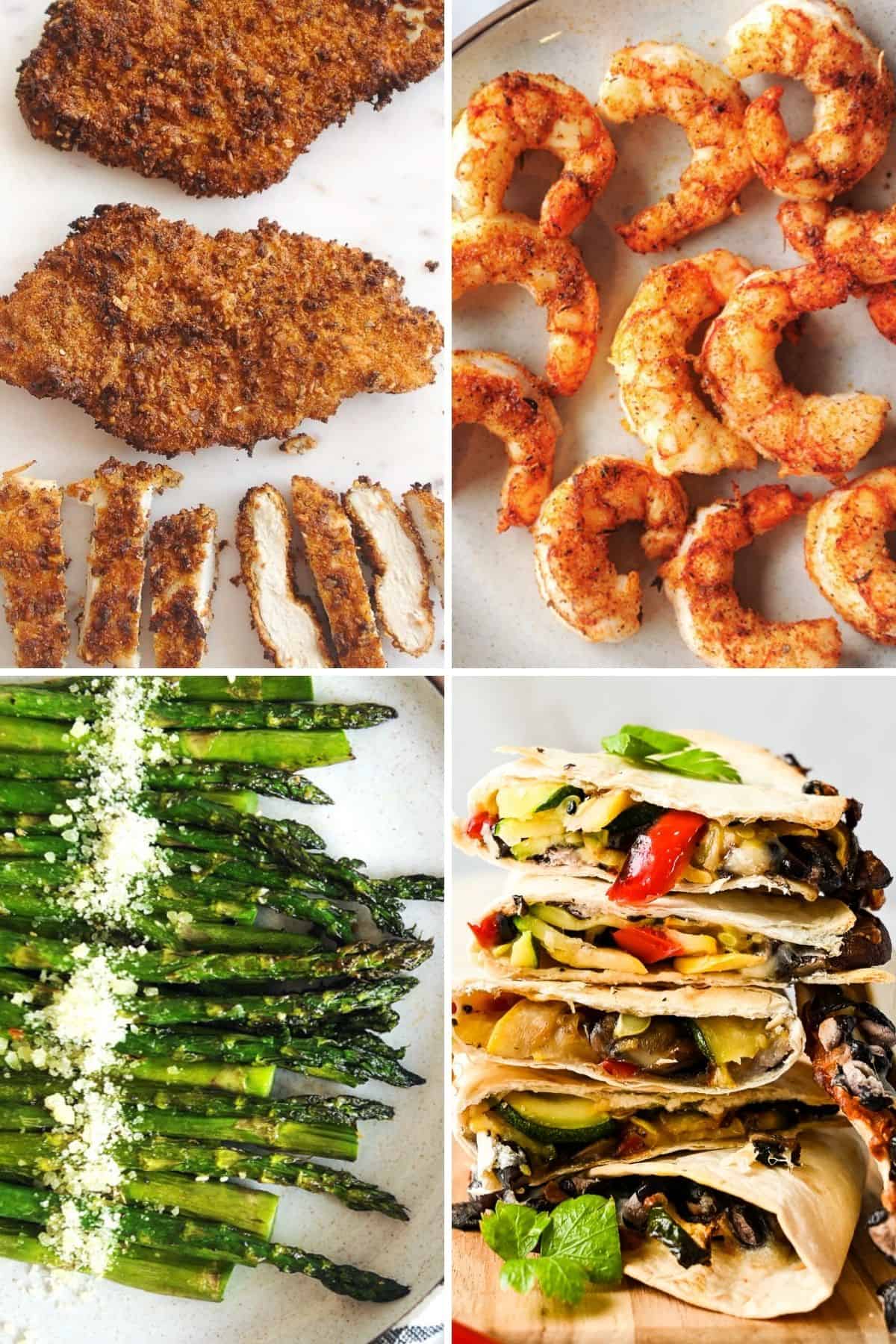 collage of healthy air fryer recipes.
