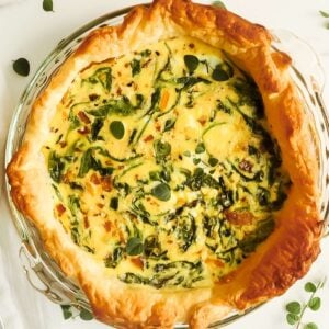 Easy Puff Pastry Quiche Recipe with Spinach and Bacon