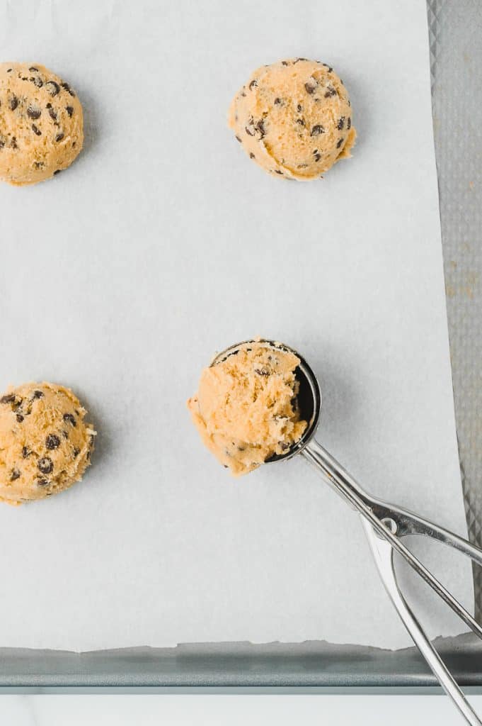 cookie dough on a cookie sheet