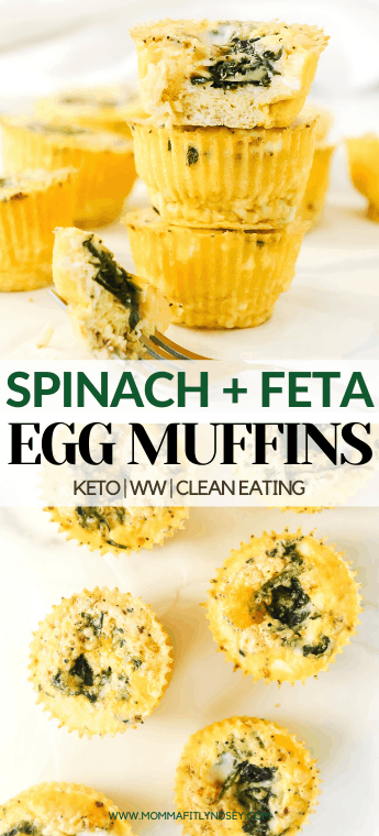 Spinach Feta Egg Muffins are delicious breakfast egg muffin cups that are easy to prep for a week of healthy breakfasts!  Simple ingredients like eggs, spinach and cheese make these egg muffins keto, ww and clean eating approved!