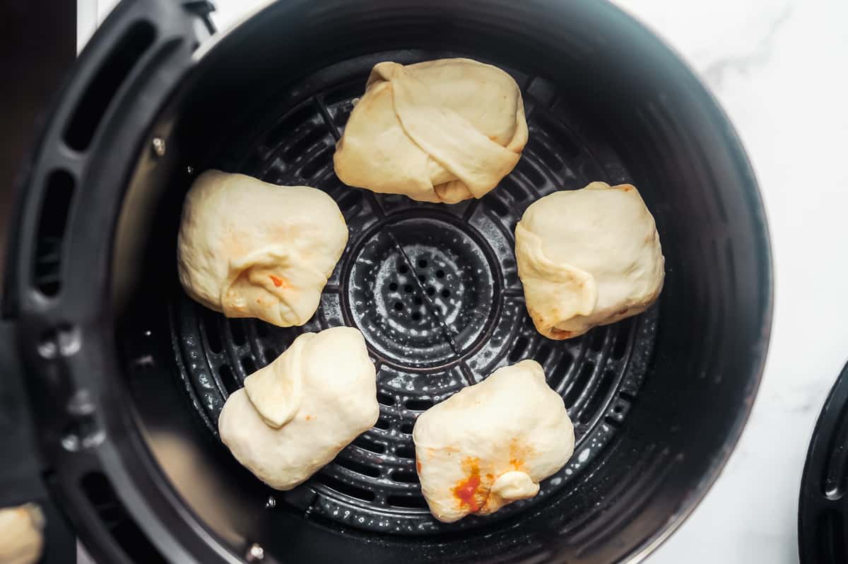 making homemade pizza rolls in an air fryer
