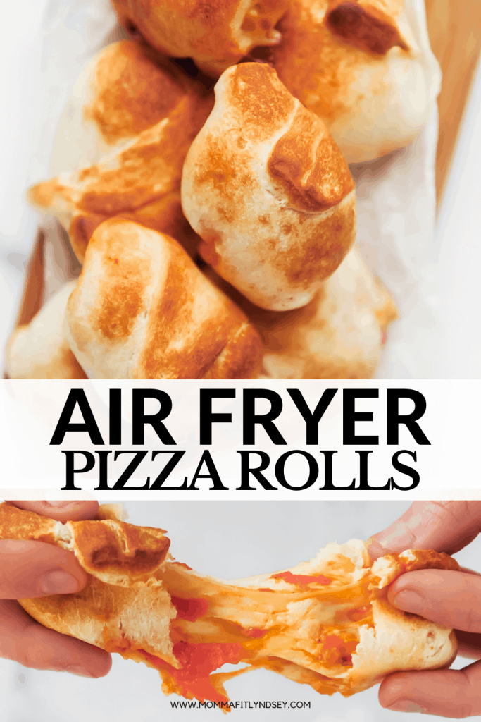 Homemade Air Fryer Pizza Rolls with only 3 ingredients! Easy to make with pizza dough in the Vortex or other air fryer. Watch the video to check out this kid friendly snack recipe!