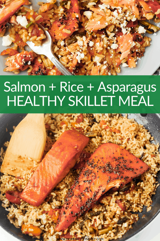 #ad Salmon, rice and asparagus are a healthy easy weeknight meal. Made with Seafood from Norway, this easy dinner recipe is simple enough for weeknight cooking and fancy enough for holiday celebrations at home. #SeafoodFromNorway #CreatingKoselig