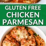plate of gluten free chicken parmesan