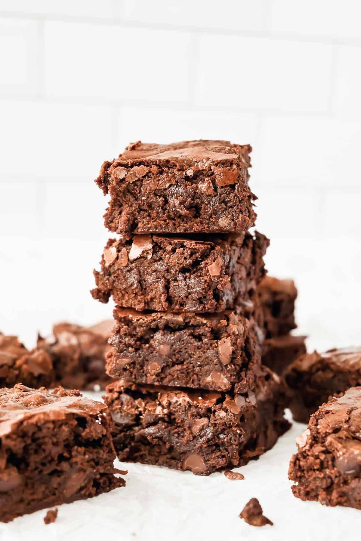 stack of oat flour brownies