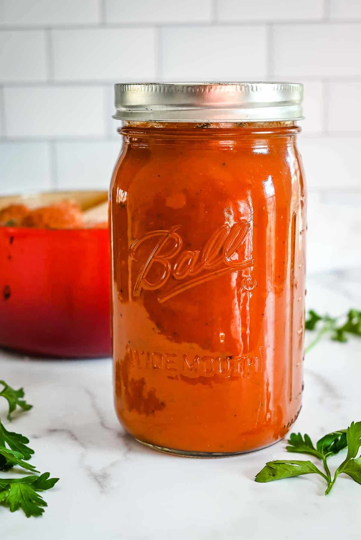 instant pot tomato sauce in a jar