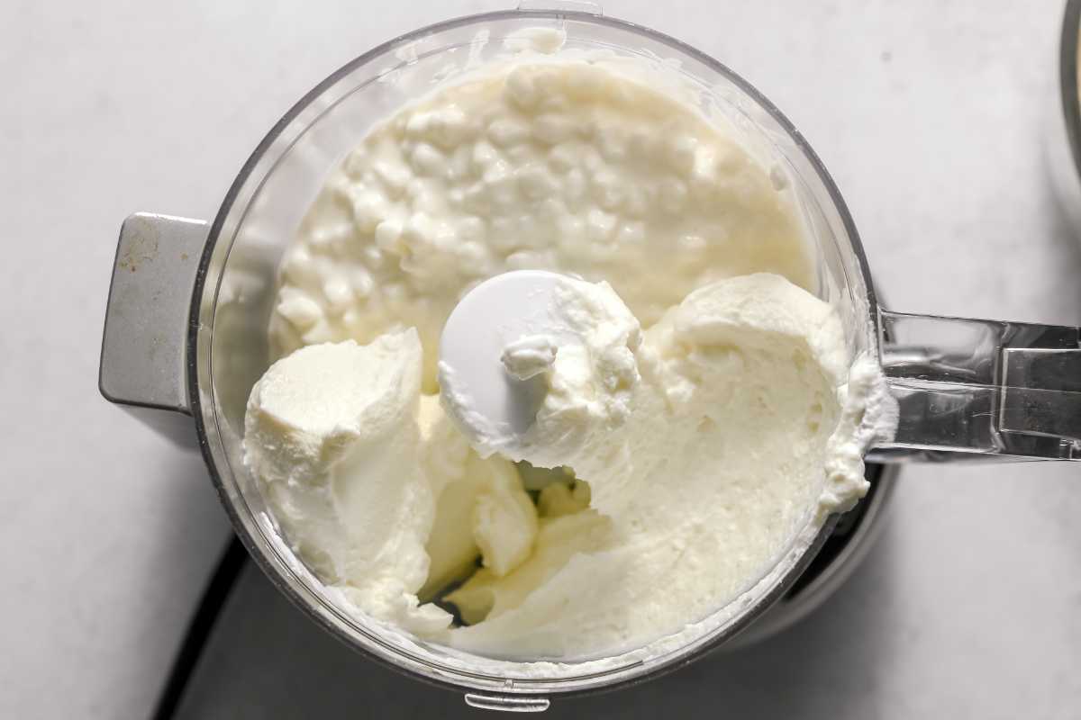 creamed cheese in a food processor.