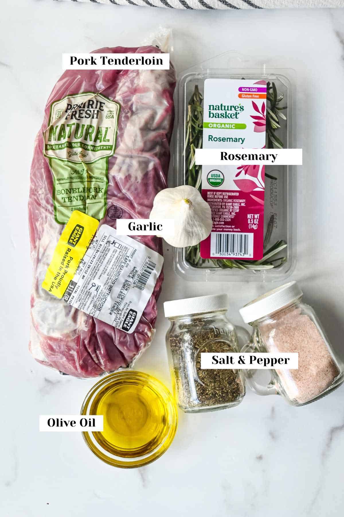 labeled ingredient list for making pellet grill pork tenderloin.