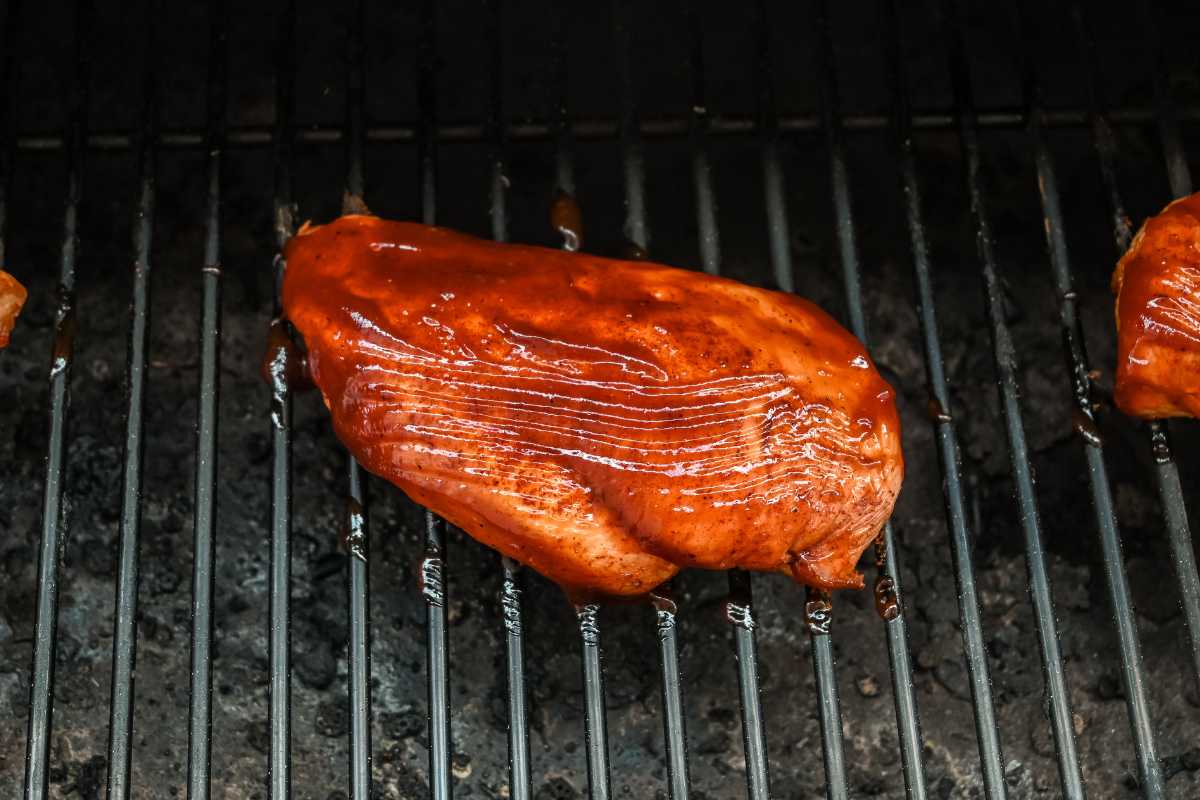 bbq chicken breast on the grill.