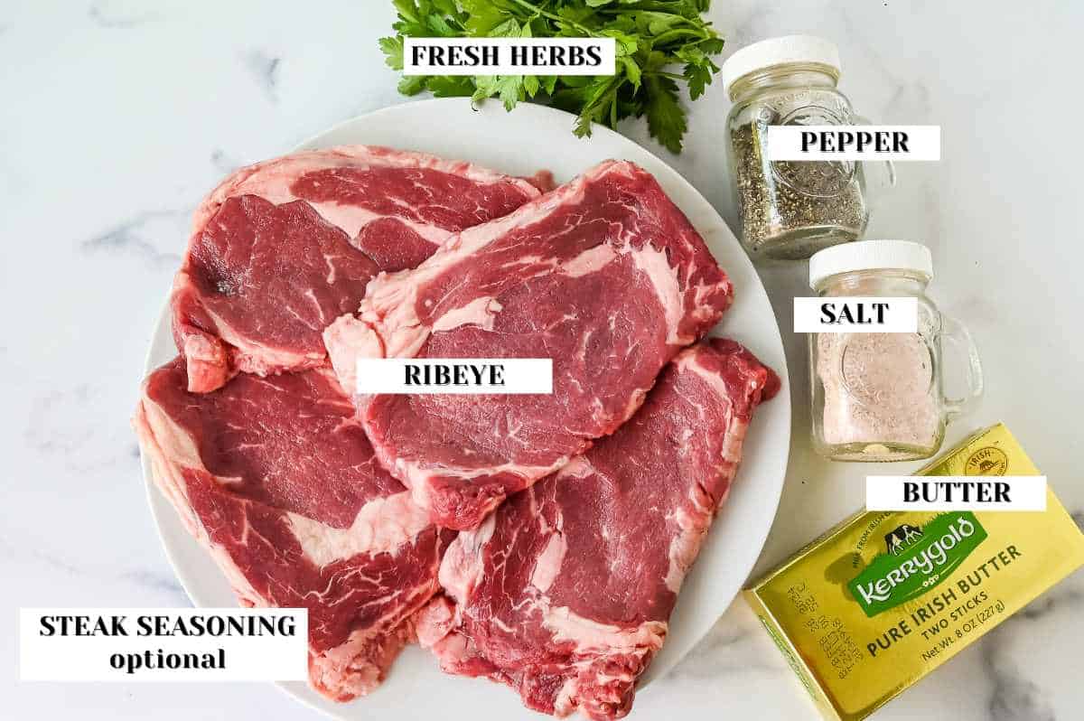 labeled ingredients for this recipe on a white background.