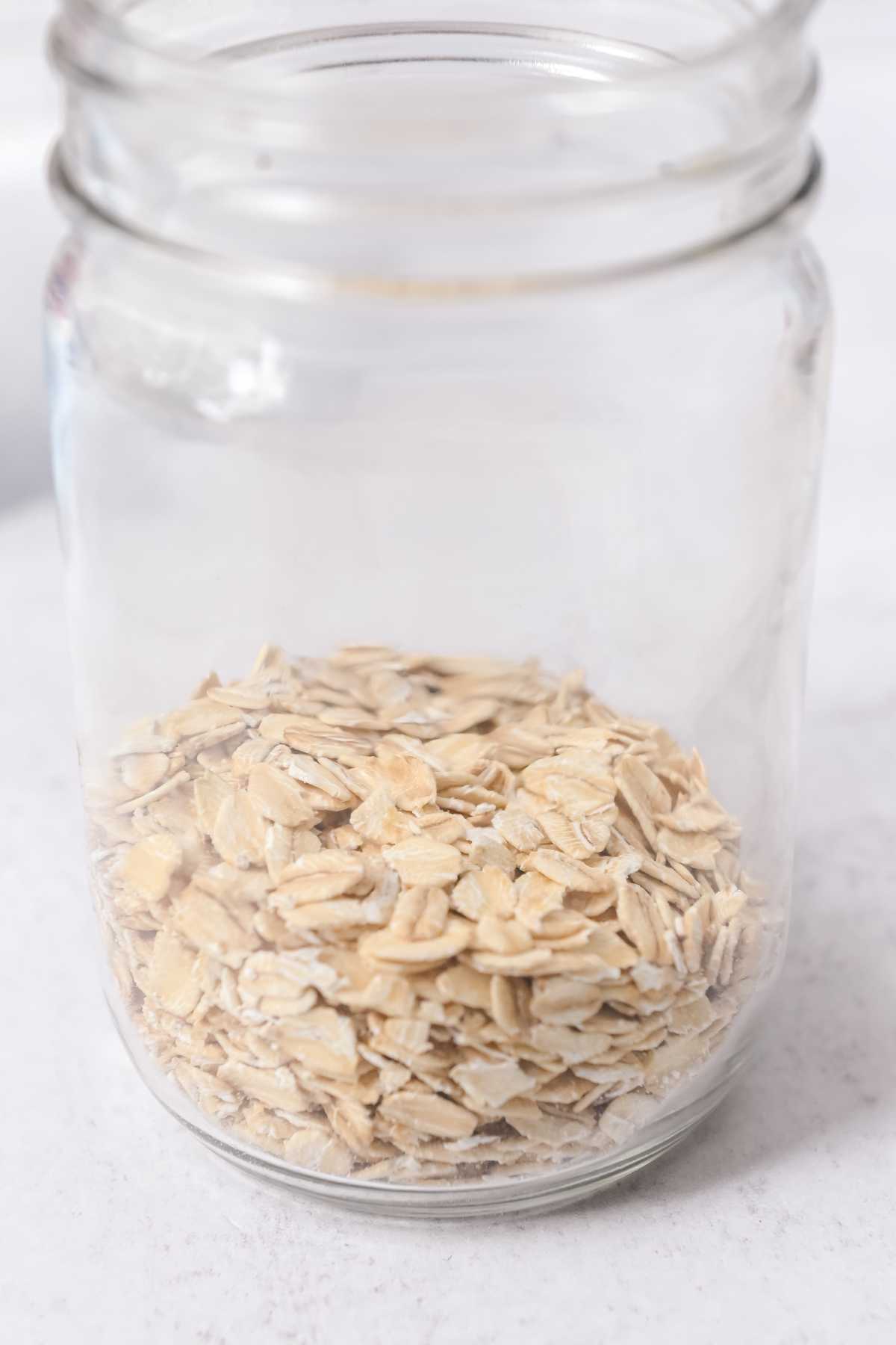 oats in a glass jar.