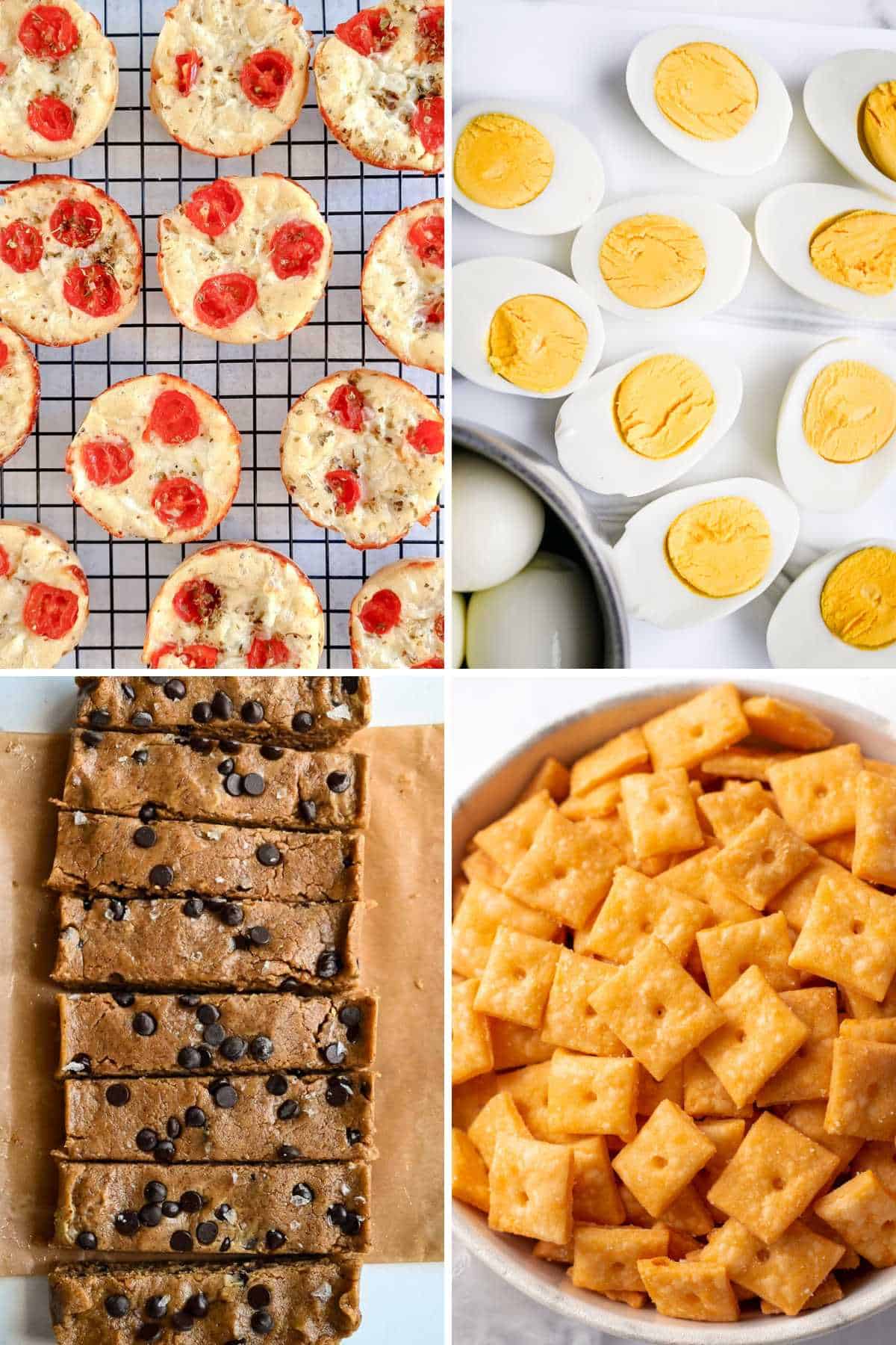 collage of healthy snack ideas for kids.
