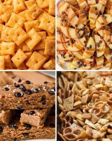 featured image showing a collage of healthy snack ideas for kids.