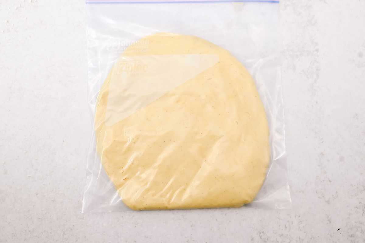 pie crust in a disk in a ziploc bag.