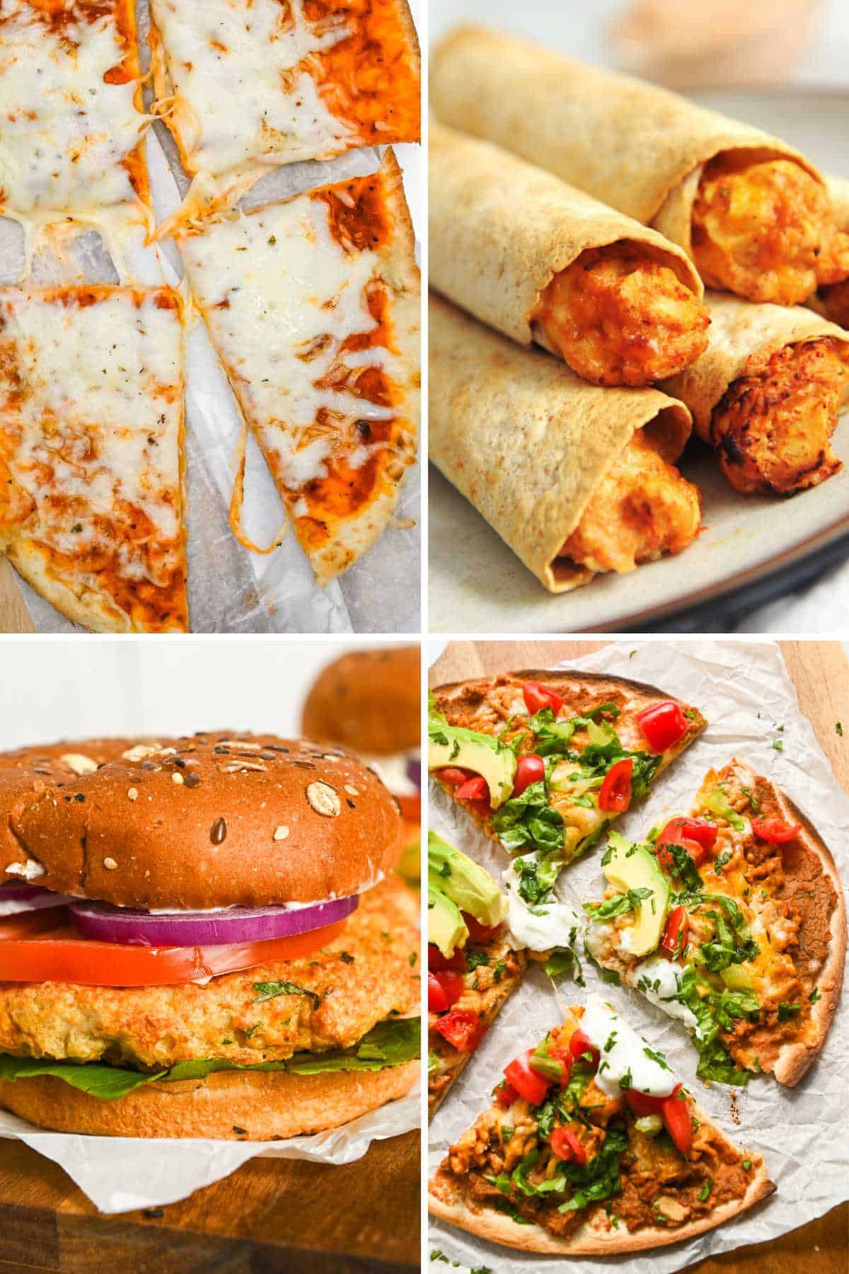 collage of photos showing kid-friendly air fryer recipes.
